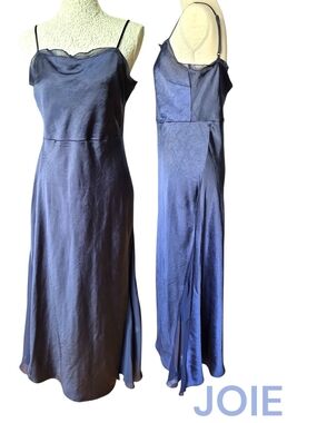 JOIE Midnight Blue Satin Slip Maxi Dress, 90s Aesthetic  -size M - NWT
